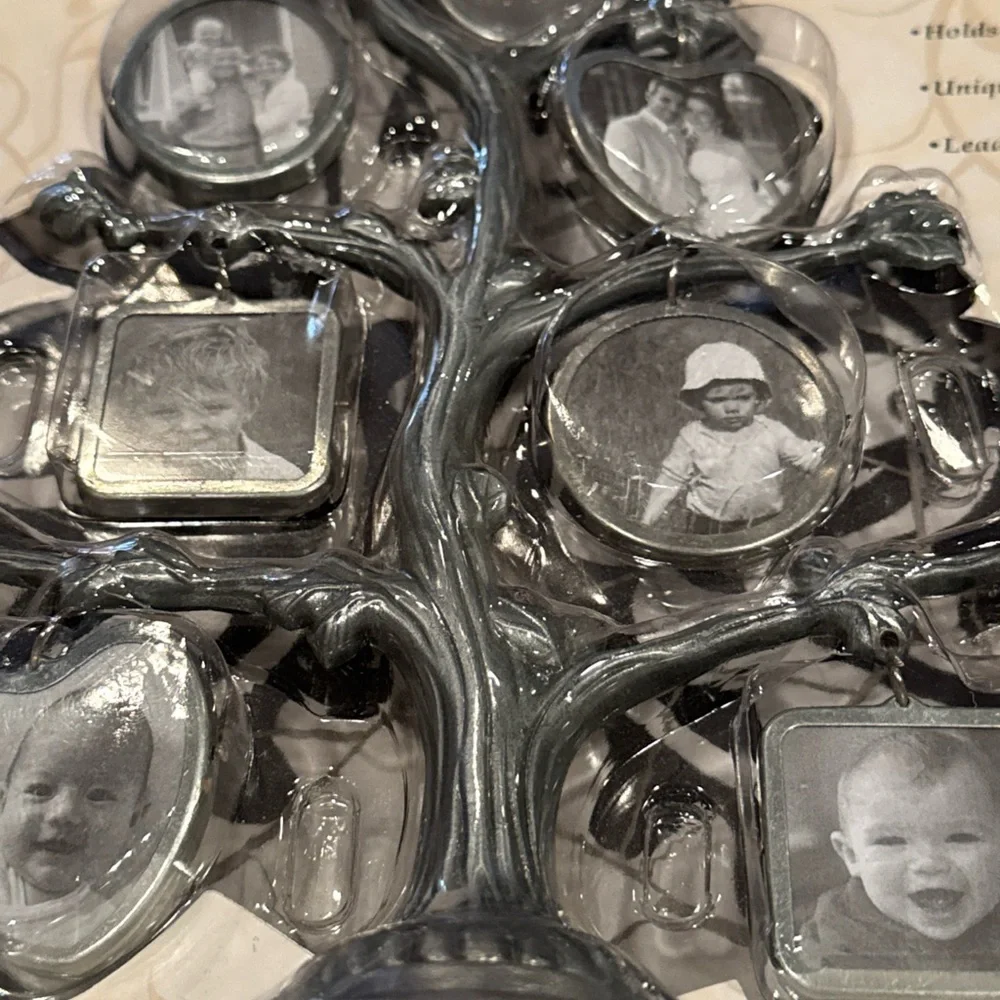 NEW Family Tree Photo Frame Display 9 Double Sided Hanging Frames Metal NOS - Picture 3 of 11